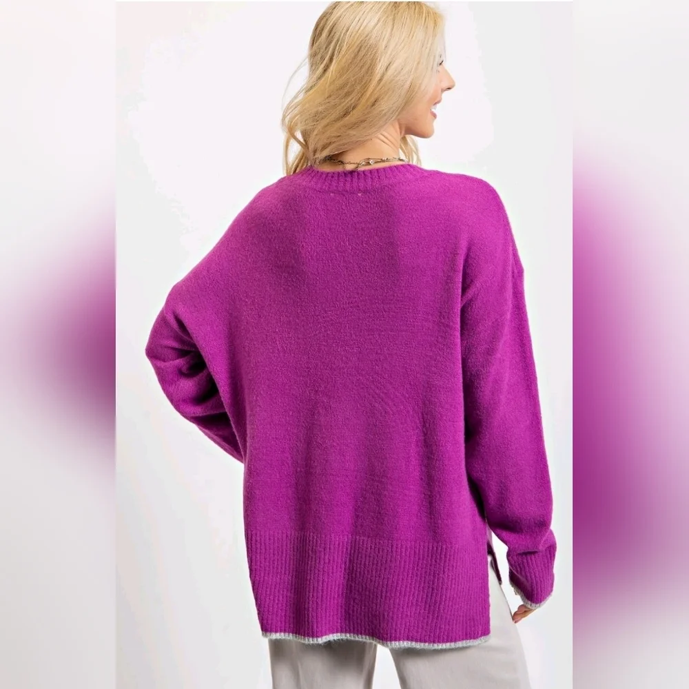 NEW!!! Umgee Fuchsia Leopard Print Sweater,Sz Large,NWT - Picture 3 of 3